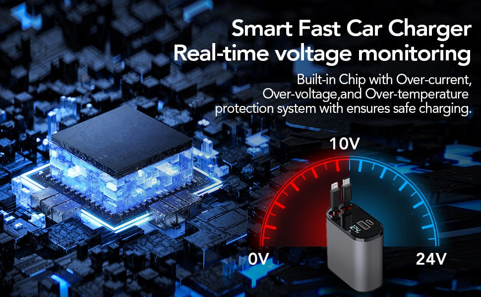 Retractable 4 in 1 Fast Car Charger