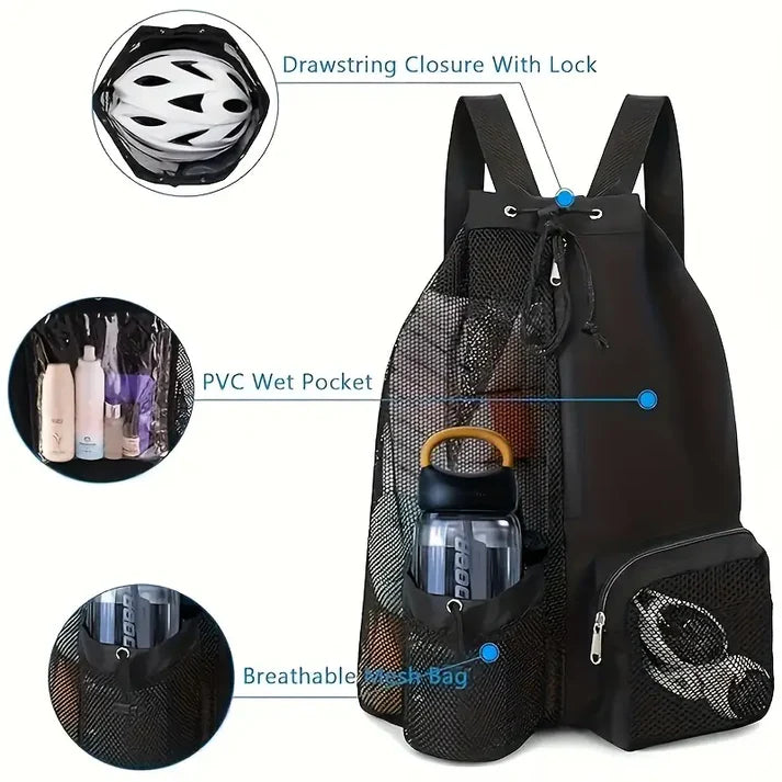 Sports Mesh Drawstring Waterproof Backpack