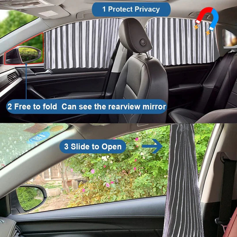 Universal Magnetic Car Window Sunshades (4 Pcs) - Black Color
