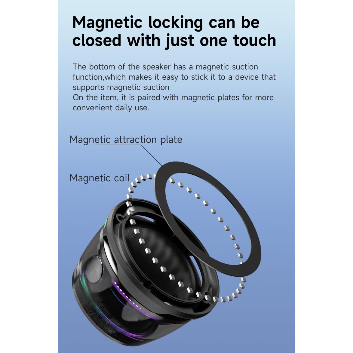 Portable Mini Magnetic Bluetooth 3D Speaker with RGB Light
