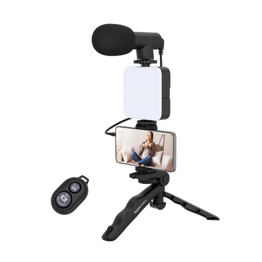 Remote Controlled Smart Video Recording kit with Inbuilt Flood Light + Mic + Tripod