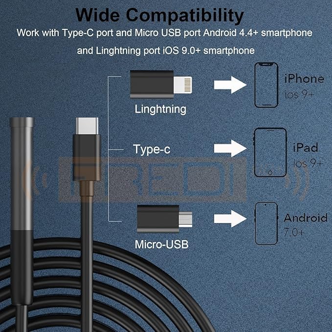 Endoscope Camera – Compatible with Android & iPhone - Plug and Play
