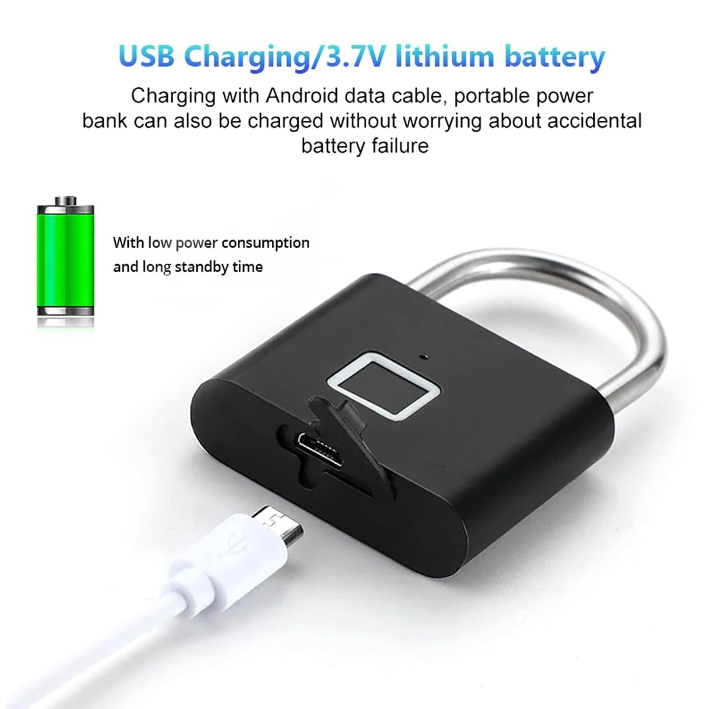 Waterproof Fingerprint Smart Lock - Keyless Portable USB Charging