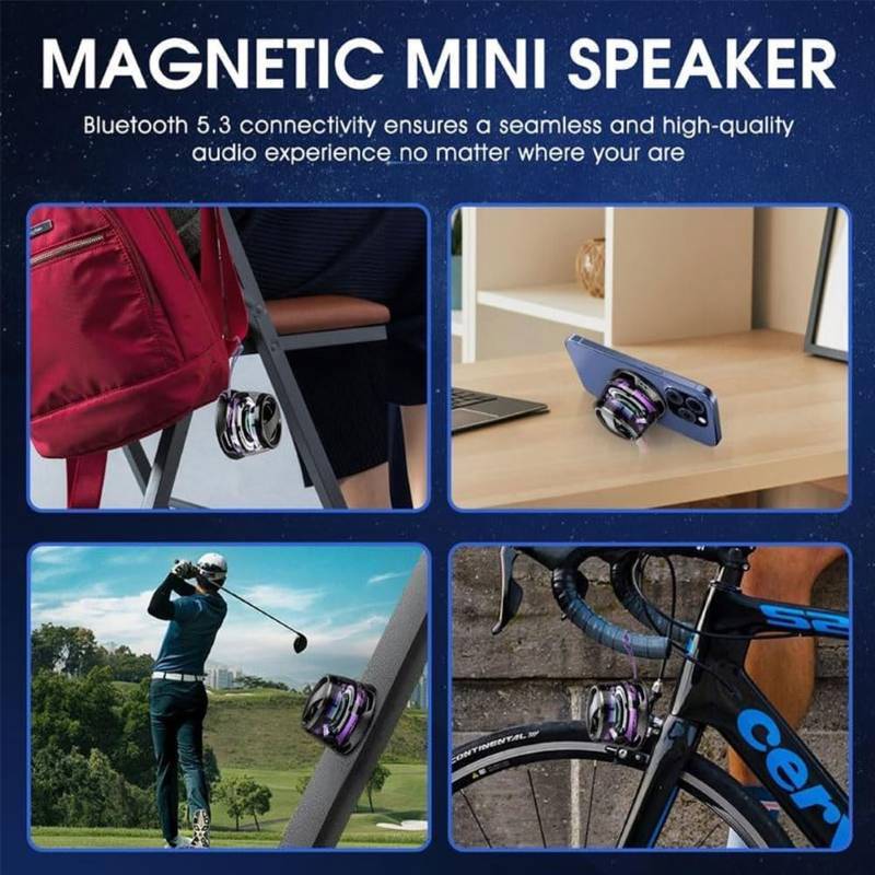 Portable Mini Magnetic Bluetooth 3D Speaker with RGB Light
