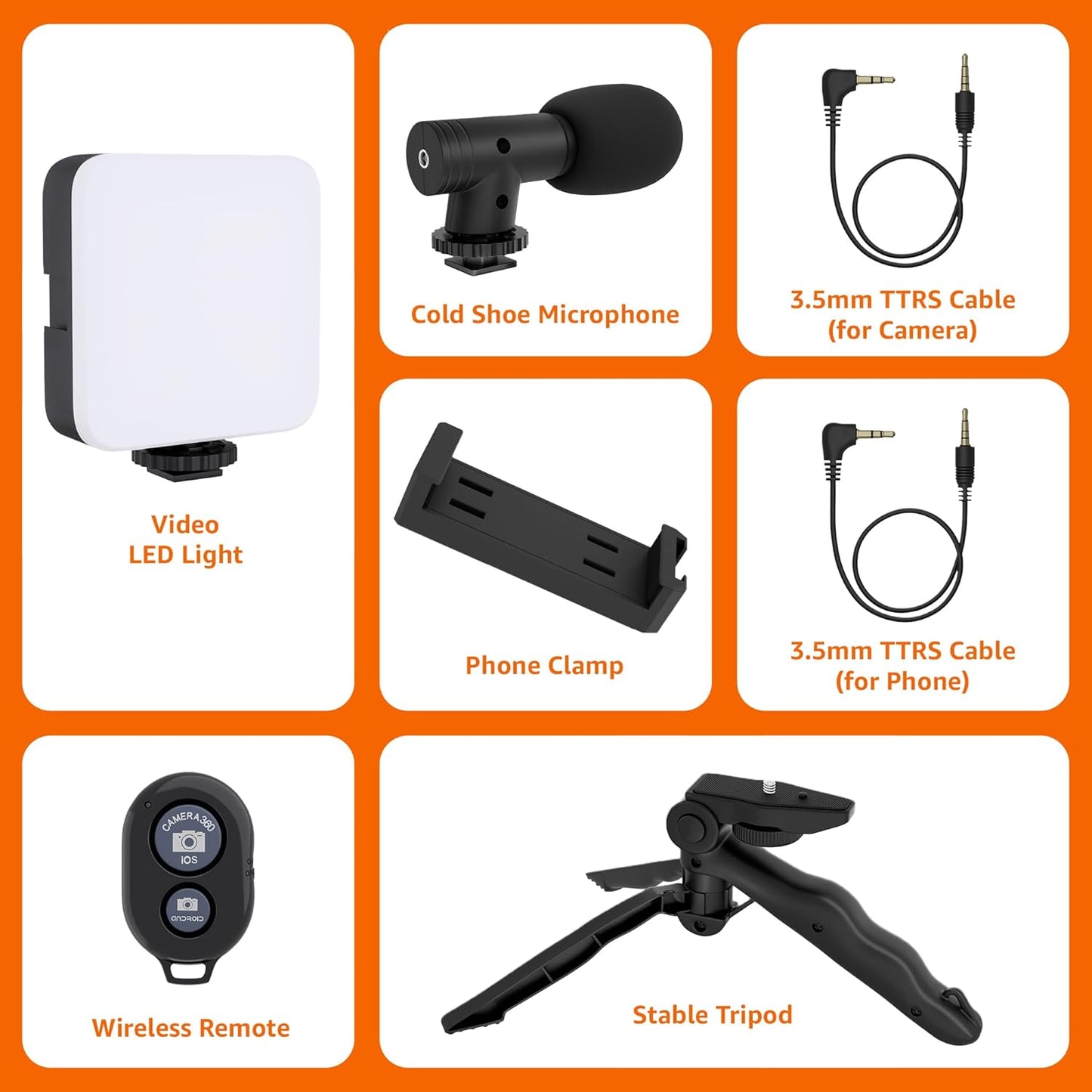 Remote Controlled Smart Video Recording kit with Inbuilt Flood Light + Mic + Tripod