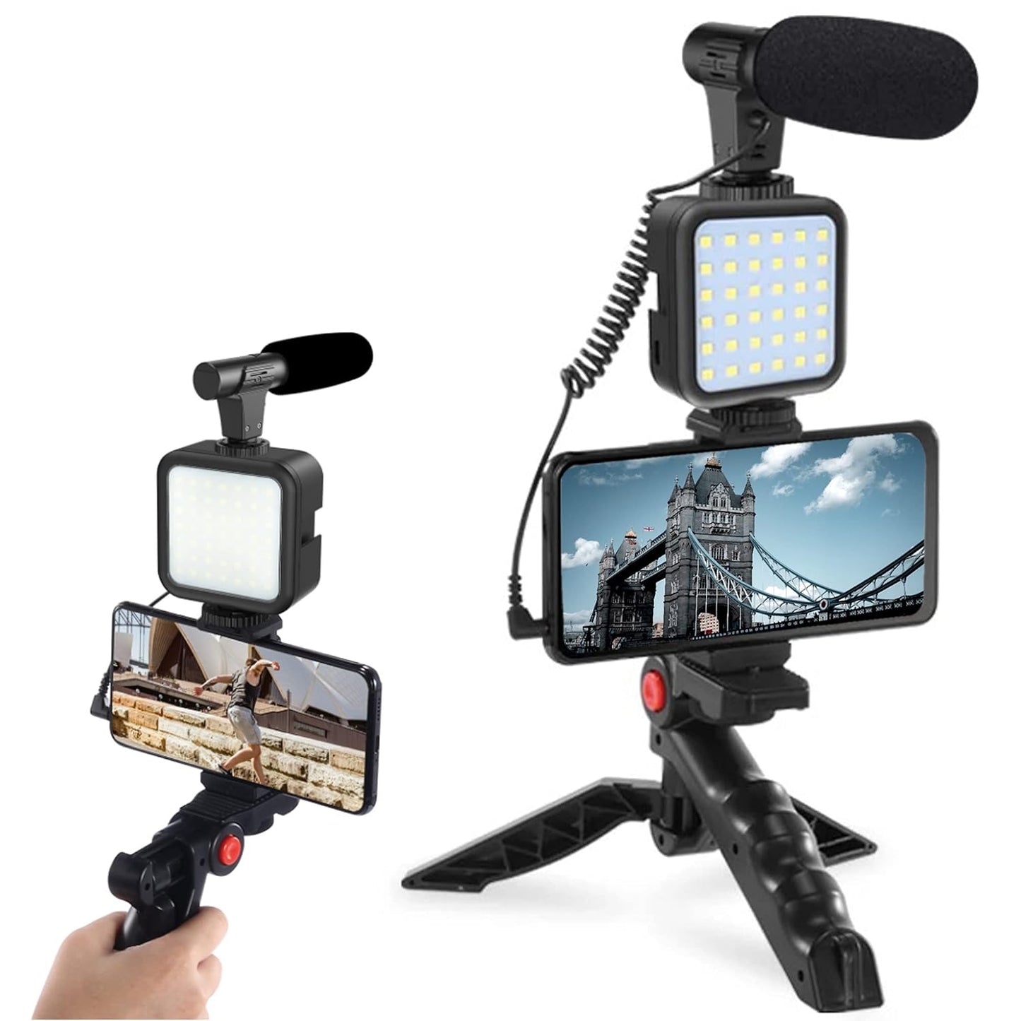 Remote Controlled Smart Video Recording kit with Inbuilt Flood Light + Mic + Tripod