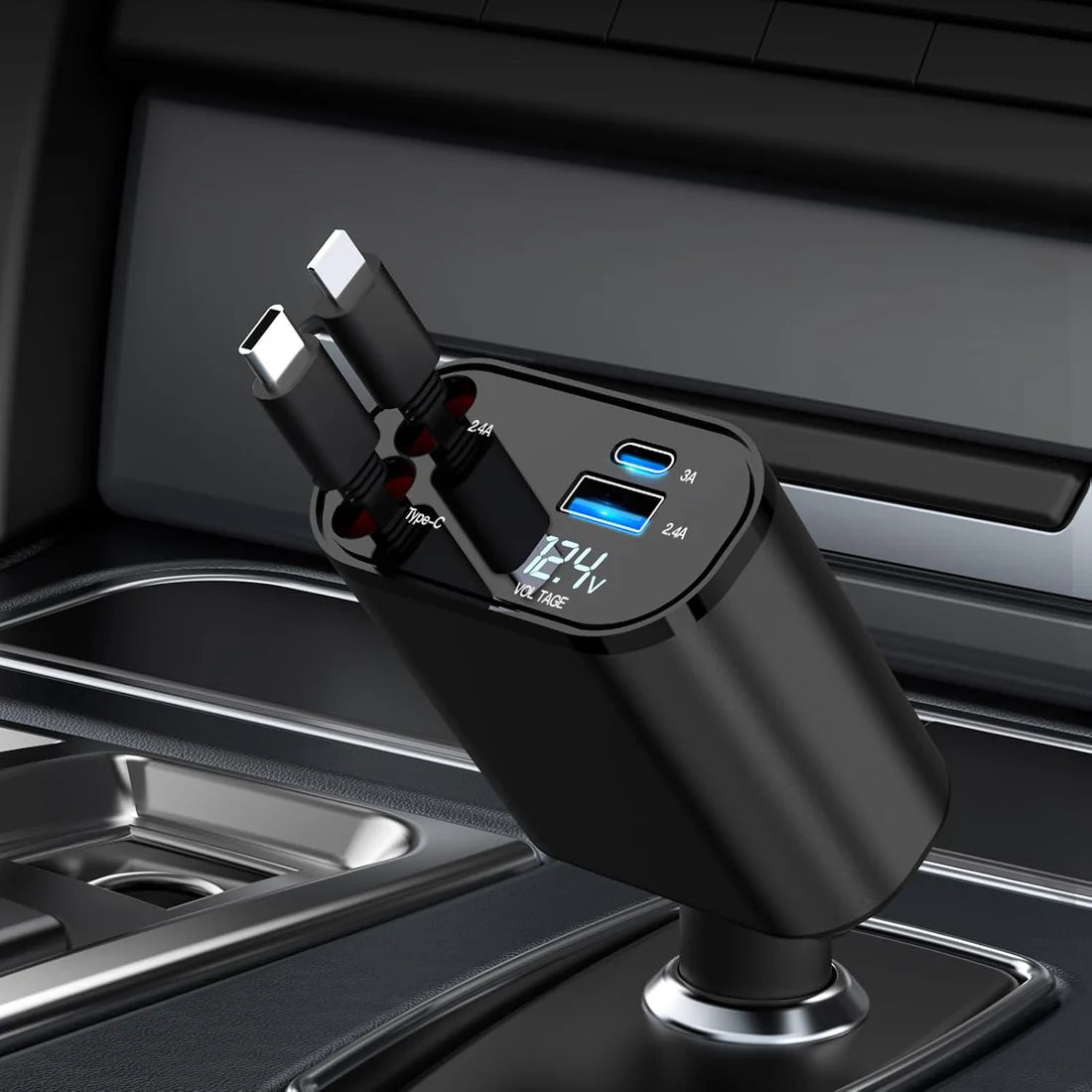 Retractable 4 in 1 Fast Car Charger