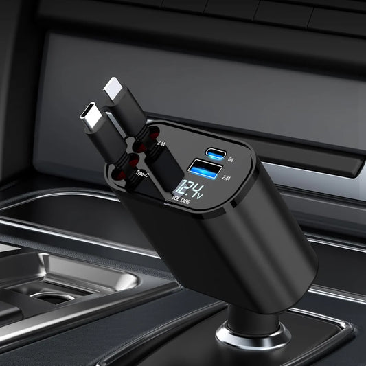 Retractable 4 in 1 Fast Car Charger