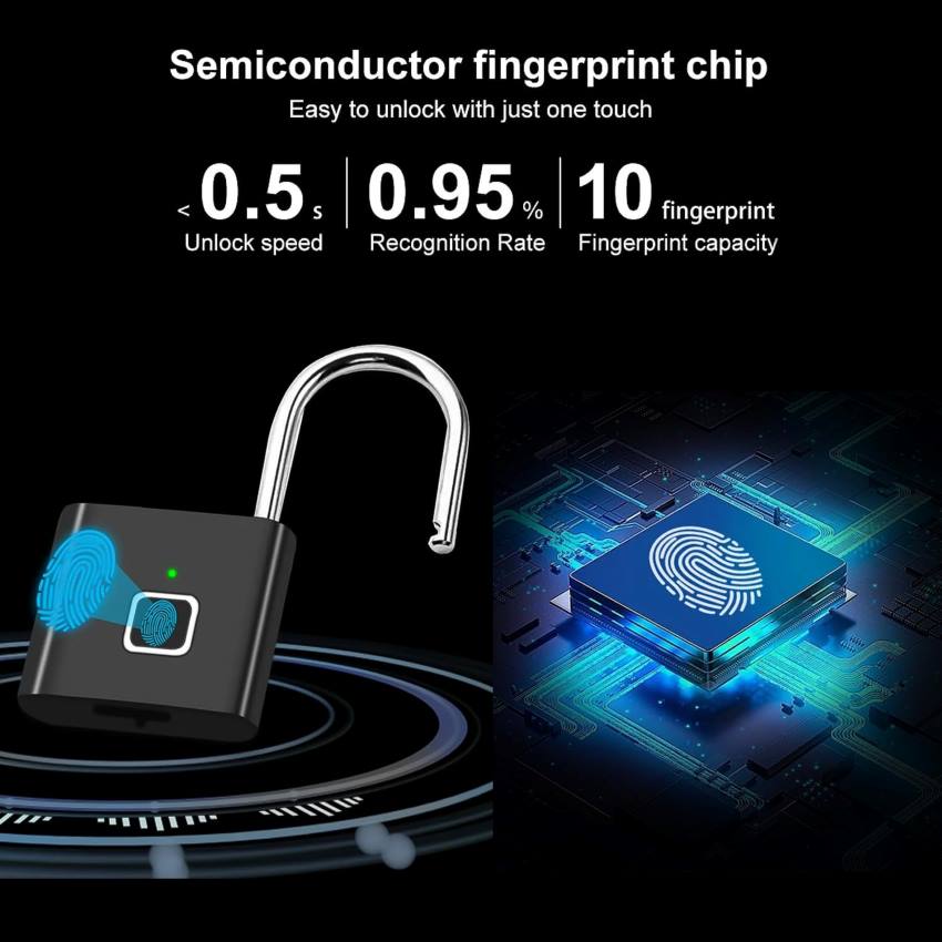 Waterproof Fingerprint Smart Lock - Keyless Portable USB Charging