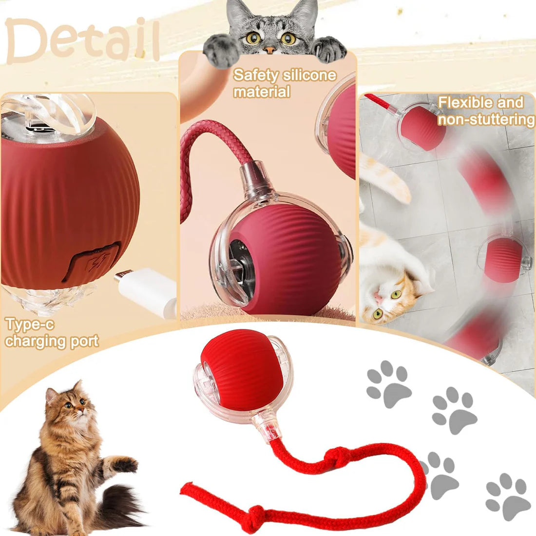 Smart Interactive Rolling Ball – USB Rechargeable Cat & Dog Toy