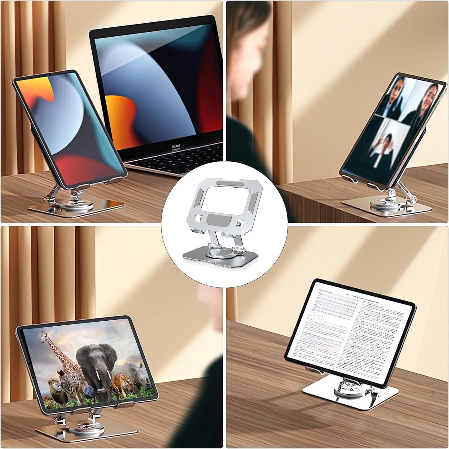 Portable 360° Rotating Aluminum Stand Holder – For Tablets & Lightweight Laptops