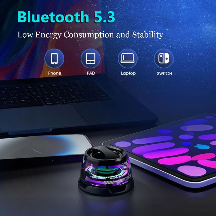 Portable Mini Magnetic Bluetooth 3D Speaker with RGB Light