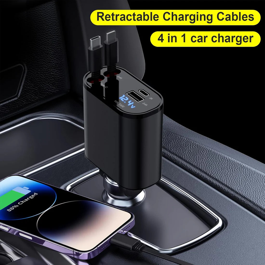 Retractable 4 in 1 Fast Car Charger