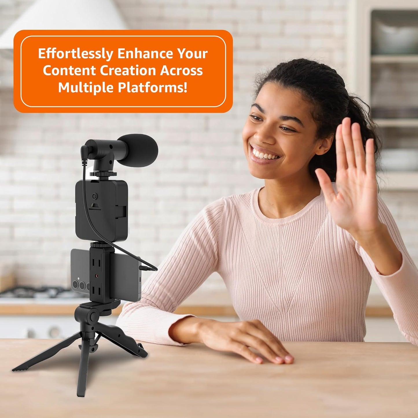 Remote Controlled Smart Video Recording kit with Inbuilt Flood Light + Mic + Tripod