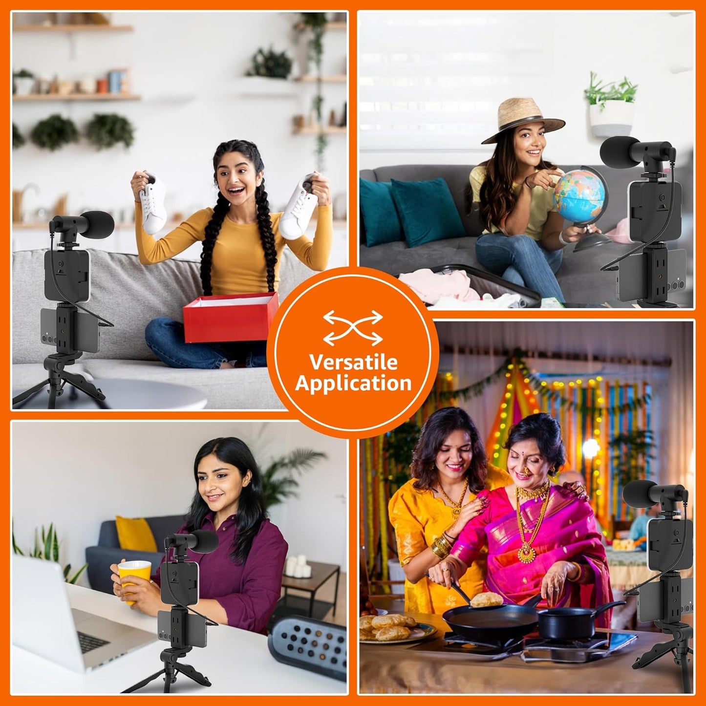 Remote Controlled Smart Video Recording kit with Inbuilt Flood Light + Mic + Tripod