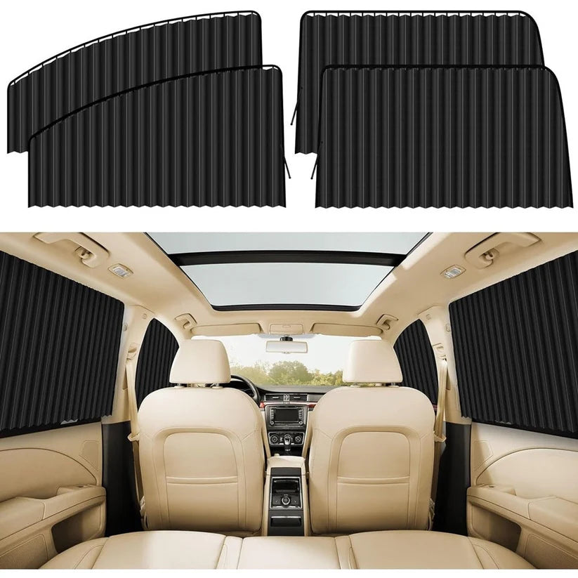 Universal Magnetic Car Window Sunshades (4 Pcs) - Black Color